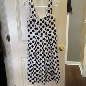 CHETTA B Polka Dot Sleeveless Dress - Black and White